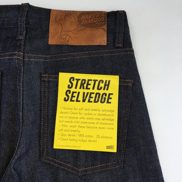Naked & Famous Supper Skinny Guy Button Fly Selvedge Jeans 28 - Picture 9 of 12
